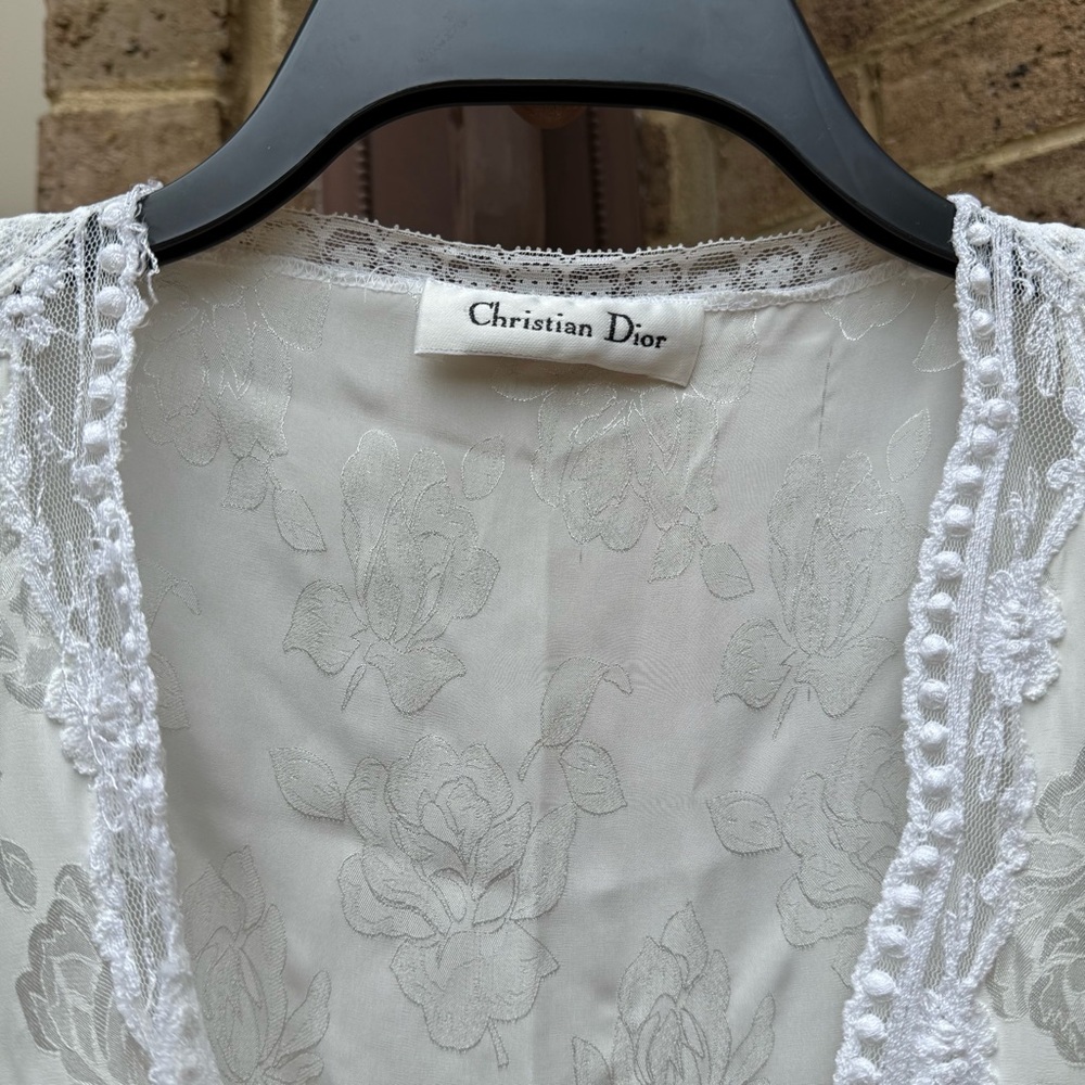 Christian Dior Vintage White Nightgown Sleeveless Floral Roses - Picture 3 of 14